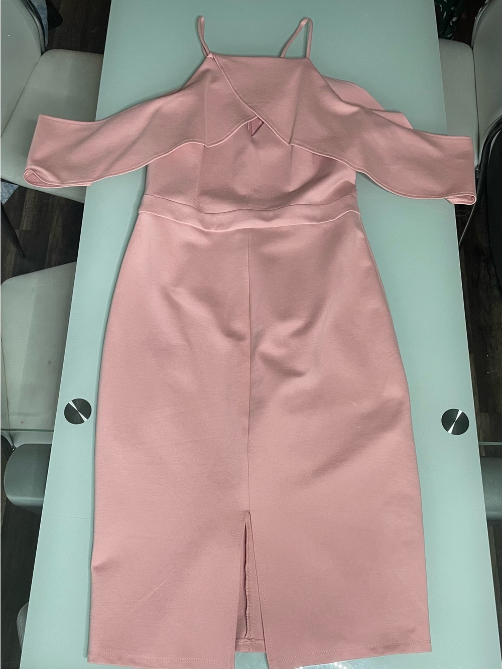 Adelyn Rae NWT Medium Cold-Shoulder Pink Blush Midi Dress with Front Slit
